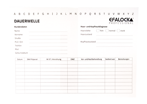 Efalock Klantenkaarten Voor Kleuren/Permanenten (50Stuks)