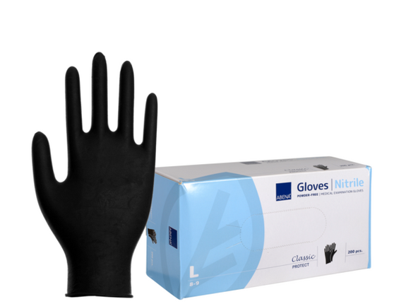 Abena Nitril Handschoenen Ongepoederd Zwart (100 Stuks)