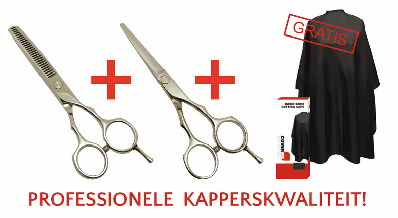 Kappersschaar + Coupeschaar Set + GRATIS Kapmantel Basic CoverME