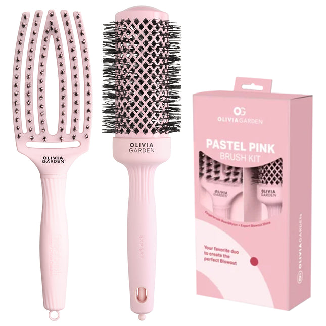 Olivia Garden Pastel Pink Brush Kit (Shine+Fingerbrush)
