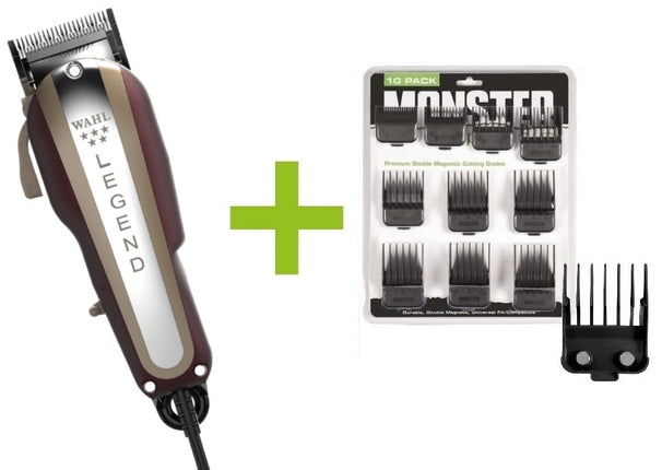 Legend Tondeuse + Monster Clippers Premium Dubbel Magnetische Opzetkammen Zwart