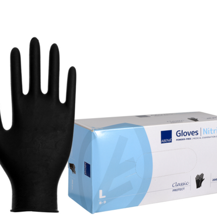 Abena Nitril Handschoenen Ongepoederd Zwart (100 Stuks)