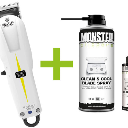 Wahl Super Taper Cordless Tondeuse + Monster Clippers Clean & Cool Blade Spray & Olie