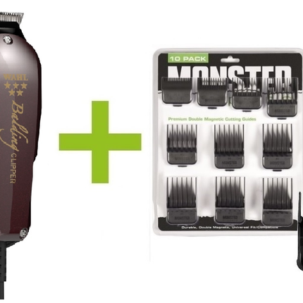 Wahl Balding + Monster Clippers Premium Dubbel Magnetische Opzetkammen Zwart