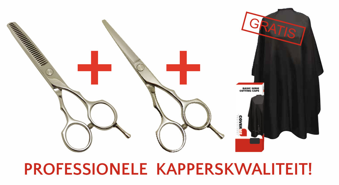 Kappersschaar + Coupeschaar Set + GRATIS Kapmantel Basic CoverME