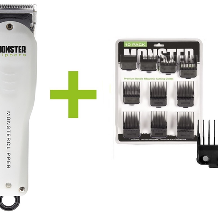 Monsterclipper Taper Blade + Premium Dubbel Magnetische Opzetkammen Zwart