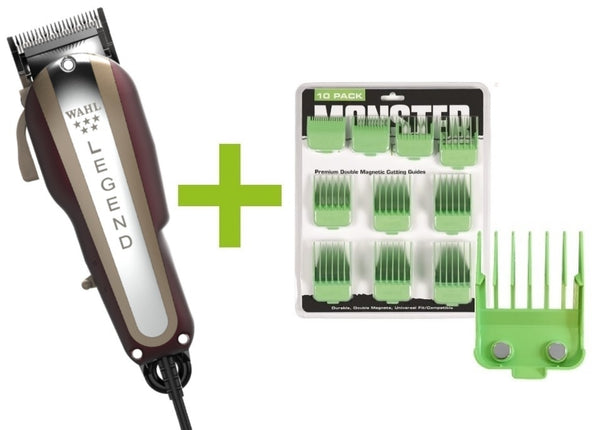 Legend Tondeuse + Monster Clippers Premium Dubbel Magnetische Opzetkammen Groen