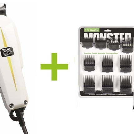 Wahl Super Taper + Monster Clippers Premium Dubbel Magnetische Opzetkammen Zwart