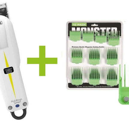 Super Taper Cordless + Monster Clippers Premium Dubbel Magnetische Opzetkammen Groen