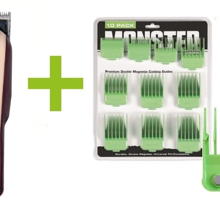 Wahl Legend Cordless + Monster Clippers Premium Dubbel Magnetische Opzetkammen Groen